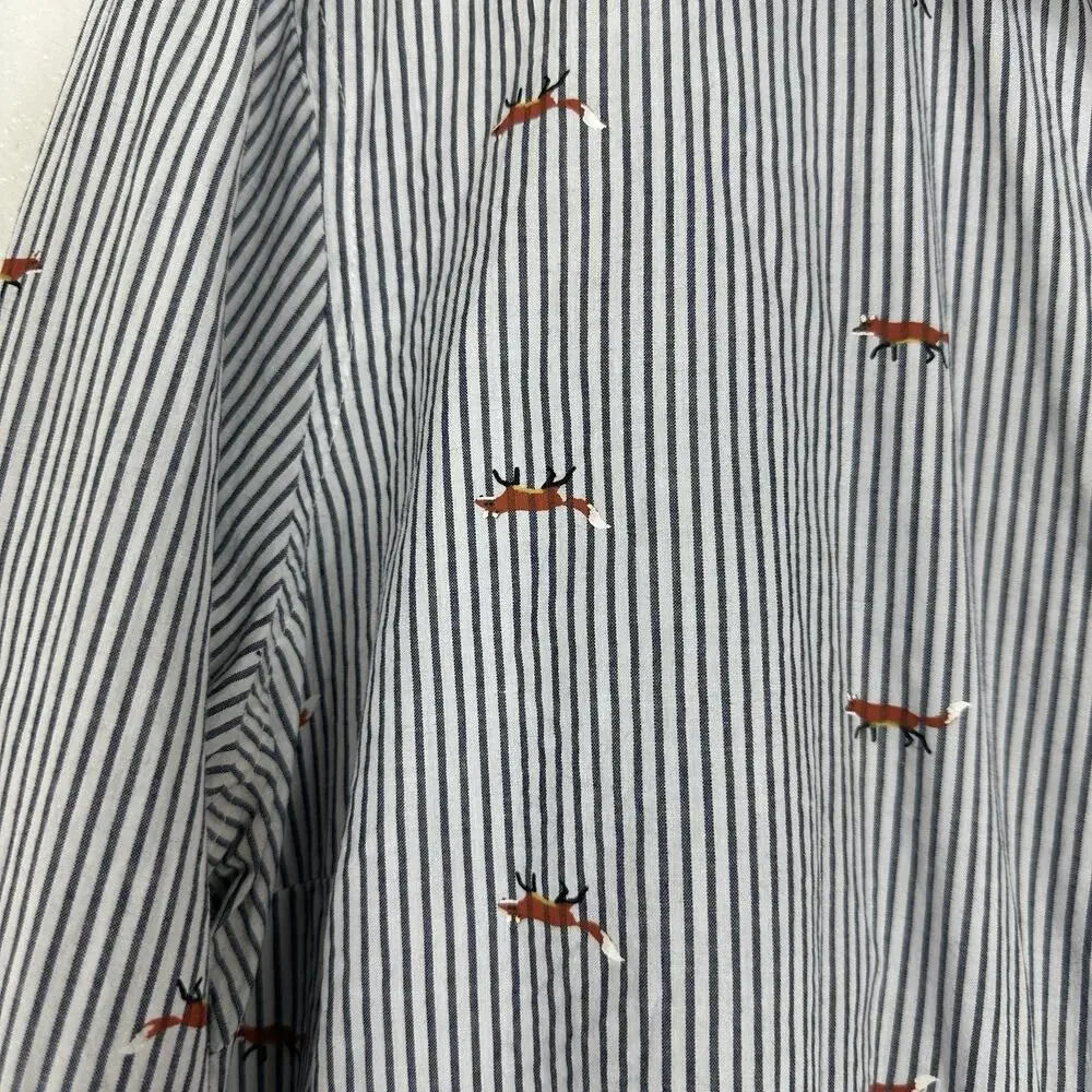 Old Navy The Classic Shirt Womens XL Blue White Striped Fox Print Preppy Top - Picture 5 of 12